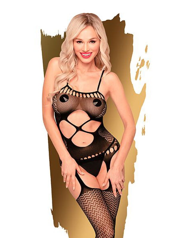 Бодістокінг з вирізом на животику Penthouse - Hot Nightfall Black S/L | 6717645