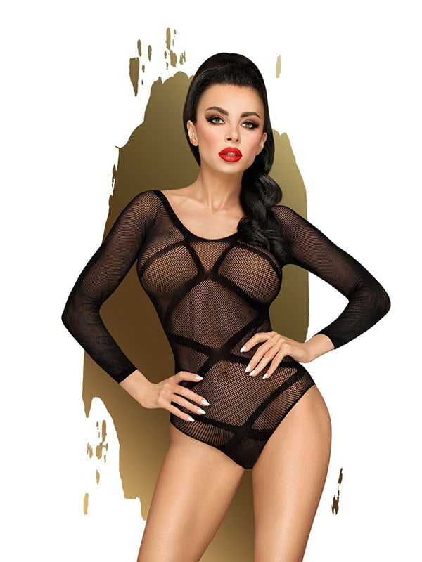 Боді Penthouse High On Love XL Black, глибокий виріз на спині, імітація стреп | 6719109