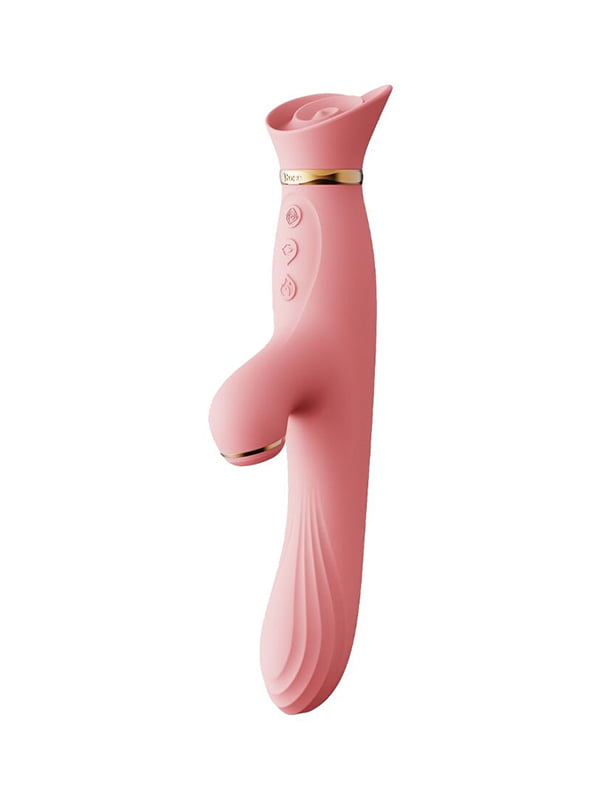 Вібратор з підігрівом та вакуумною стимуляцією клітора Zalo - ROSE Vibrator Strawberry Pink | 6719265