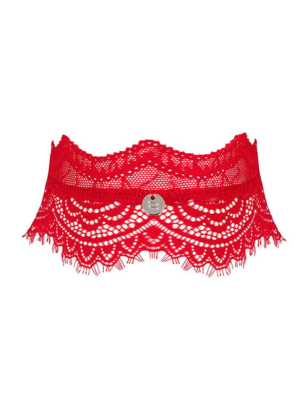 Широкий мереживний чокер Obsessive Bergamore choker, red | 6719956