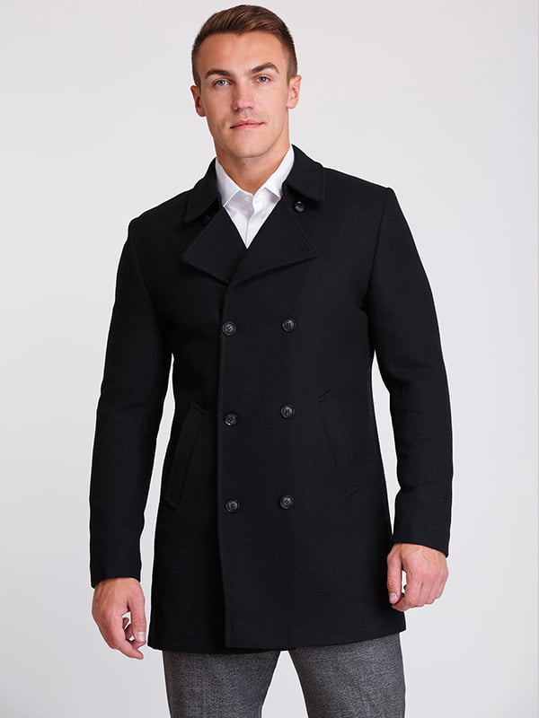 Двобортне пальто-піджак чорного кольору | 6726949