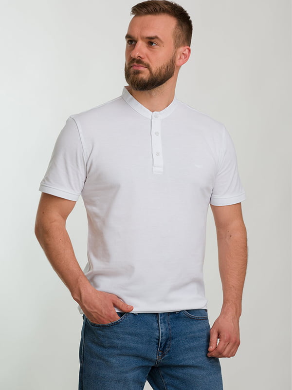 Базова біла футболка-поло з коміром-стійкою | 6728780