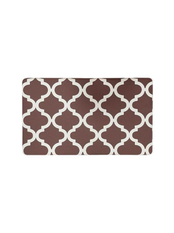 Антиковзаючий водонепронекний кухонний килимок з ефектом пам'яті коричневий в ромби (44x74 x 1 см) | 6730816