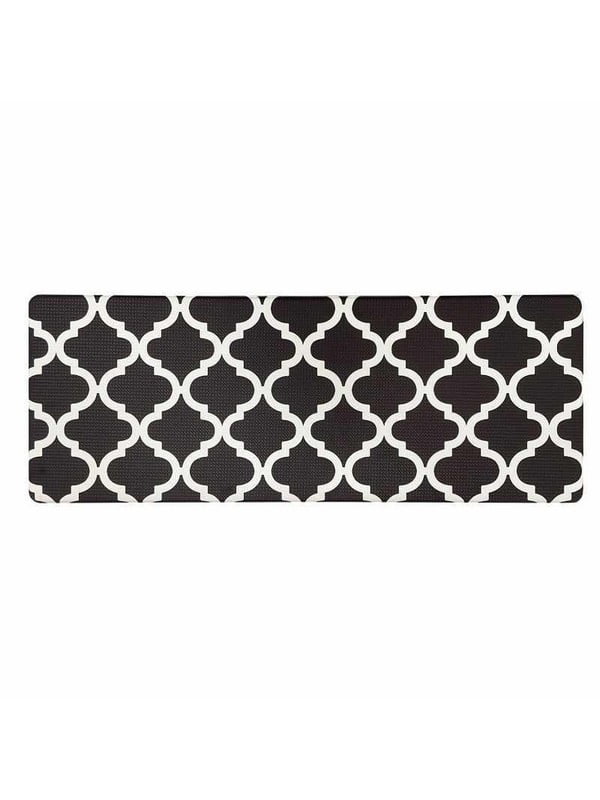 Антиковзаючий водонепронекний кухонний килимок чорні в ромби (44x119x 1 см)  | 6730818
