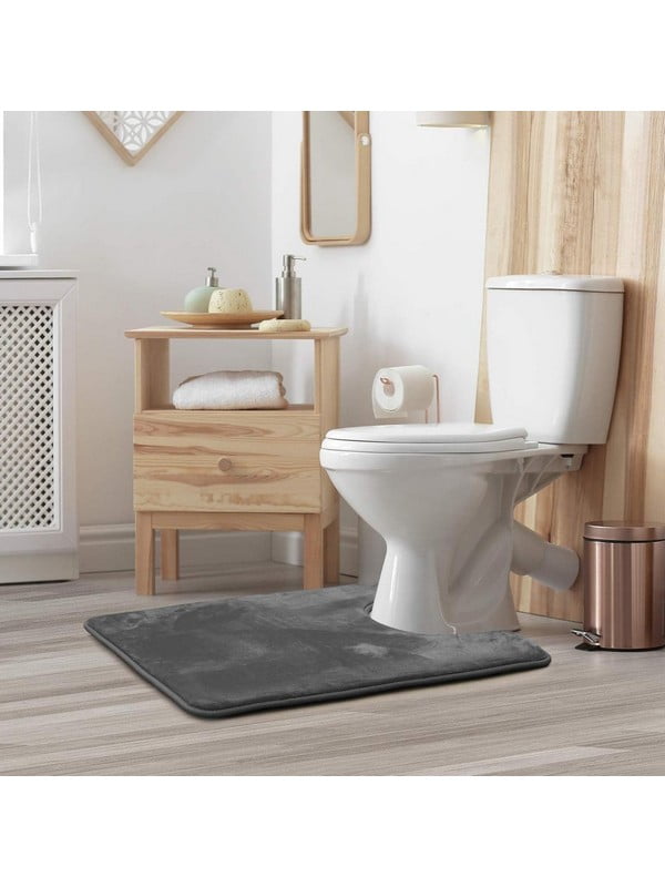 Антиковзаючий, м'який килимок для ванної та туалету з ефектом пам'яті сірого кольору (50 х 50 см)  | 6730860
