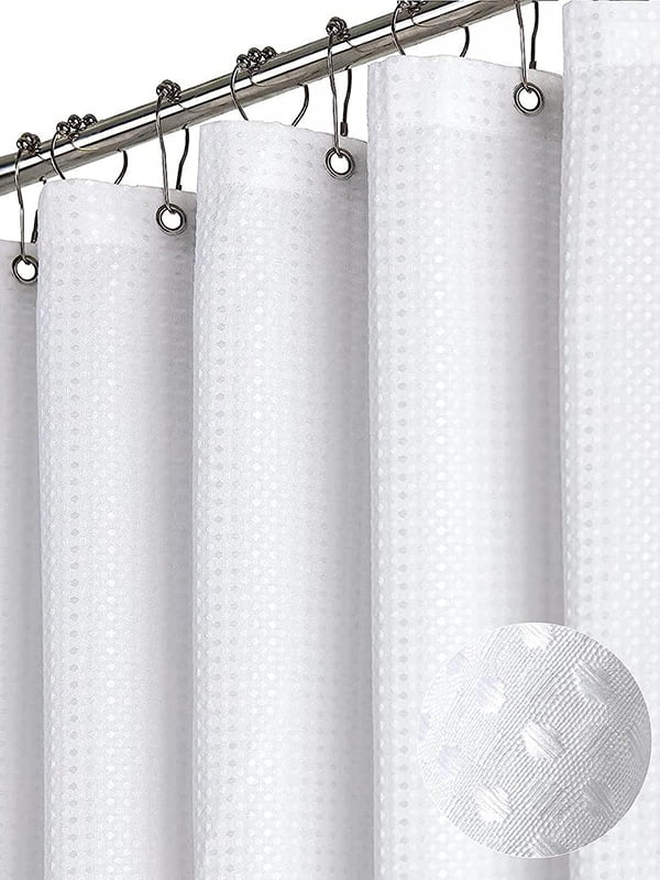 Тканинна шторка для ванної з вафельним плетінням та кільцями (180 х 180 см) | 6730906
