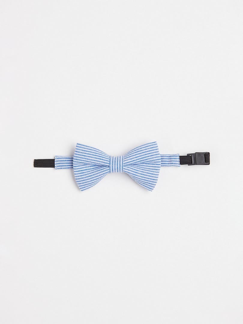 Краватка-метелик блакитного кольору в смужку | 6735526
