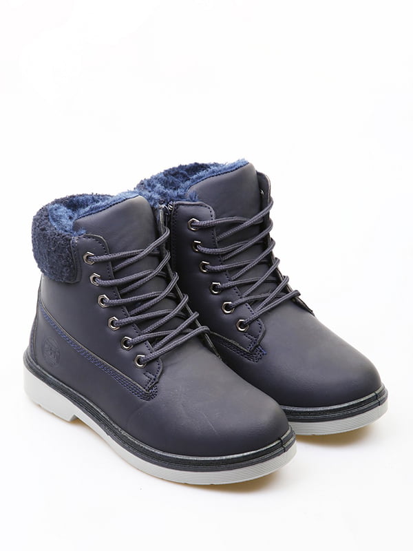 Сині зимові черевики на шнурівці | 6735624