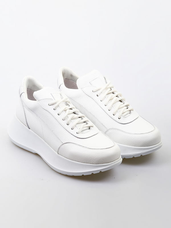 Шкіряні білі кросівки з підвищеною платформою | 6735650