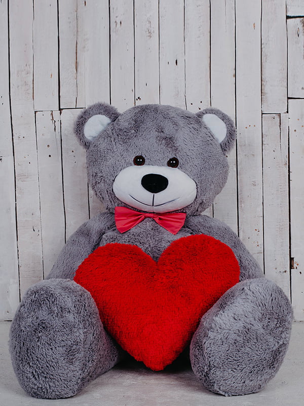 Велика м'яка іграшка "Ведмедик з серцем Біллі" (150 см) Сірий | 6735867