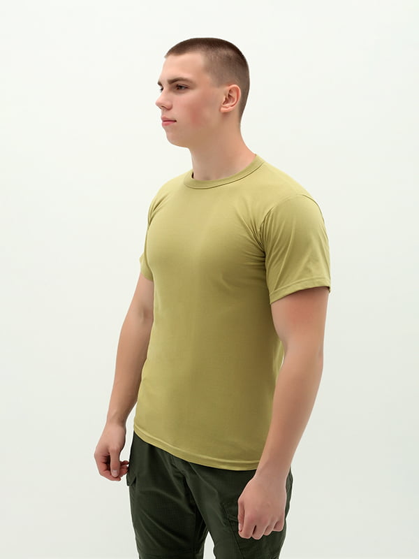 Базова бавовняна футболка оливкового кольору | 6744084