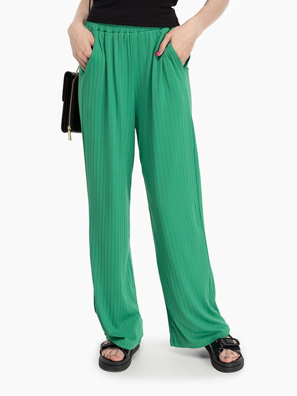 Зелені трикотажні брюки-палаццо | 6745519