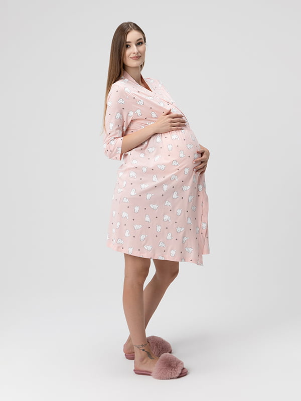 Халат для вагітних рожевий з принтом | 6740091