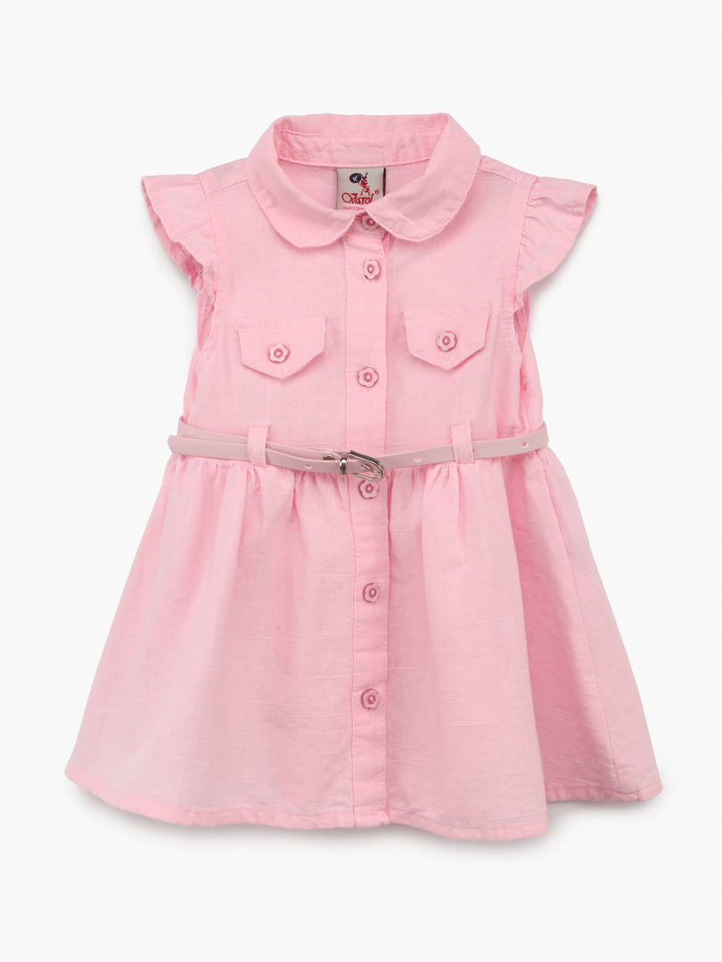 Рожева сукня з комірцем сорочкового типу | 6742093