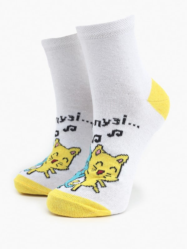 Шкарпетки біло-жовті “Котенята” | 6742108