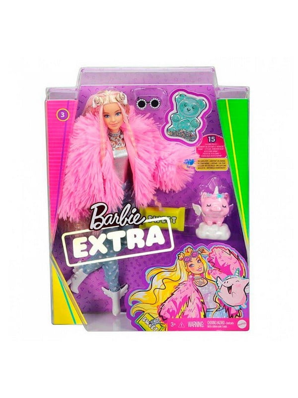 Лялька Barbie "Екстра" у рожевому пухнастому жакеті | 6743825