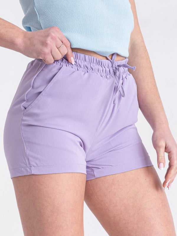 Фіолетові шорти з еластичним поясом та кишенями | 6761014