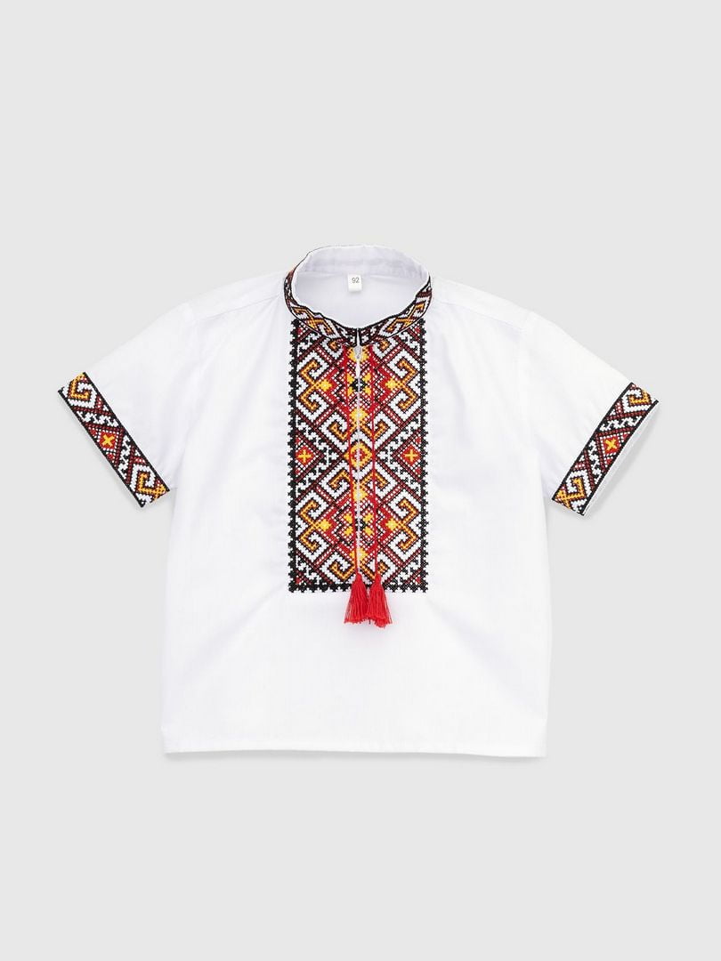 Сорочка з вишивкою  “ФІЛІП” біла у візерунок | 6747787