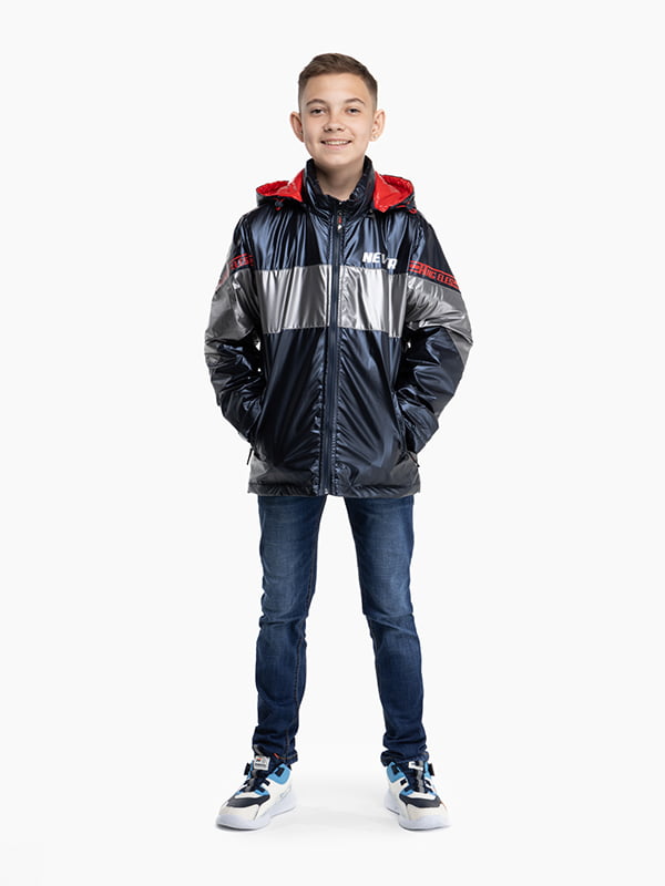 Куртка для хлопчика синя з принтом | 6750620