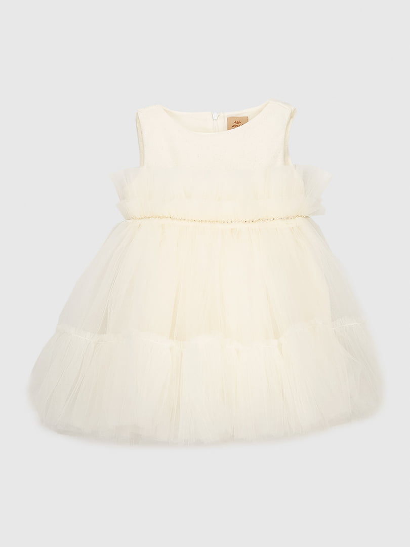 Сукня бальна молочного кольору з візерунком | 6750755