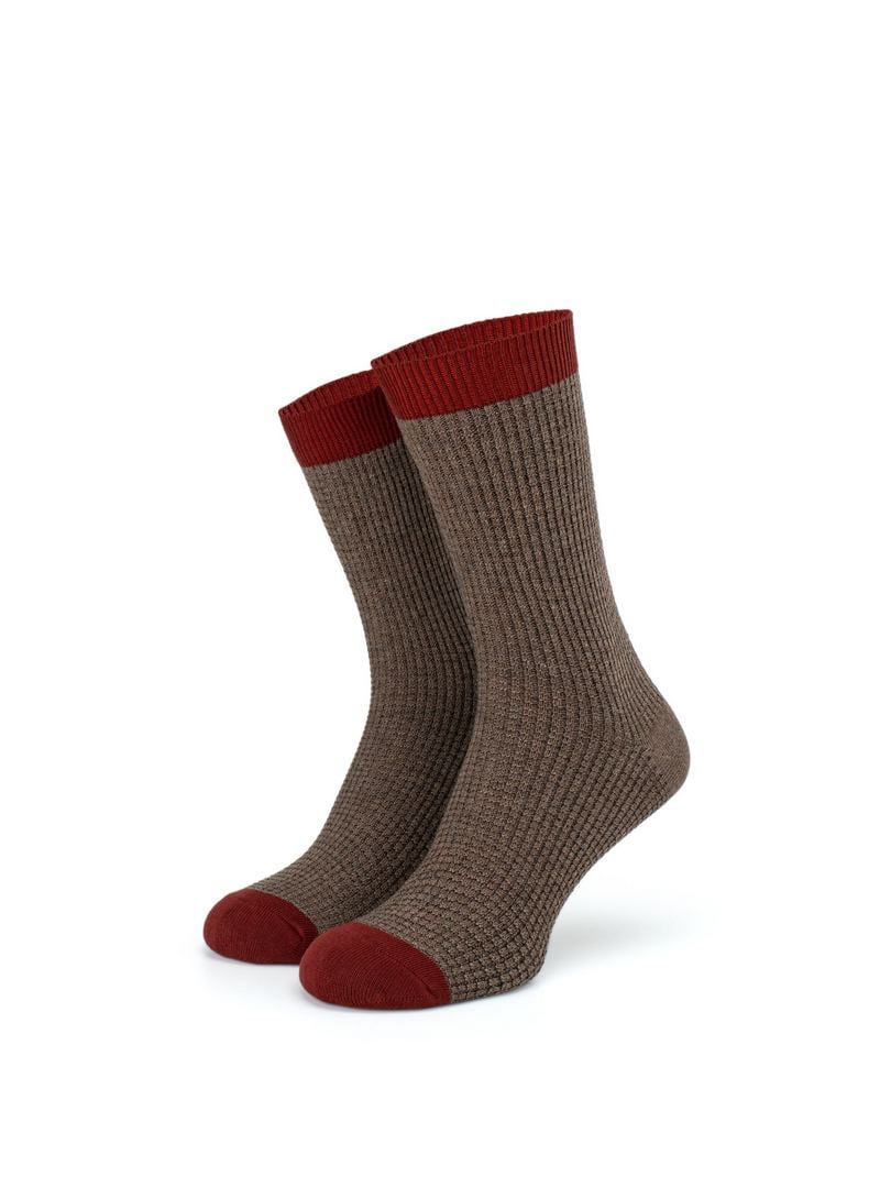 Шкарпетки з чесаної бавовни "соти" коричневі | 6764598