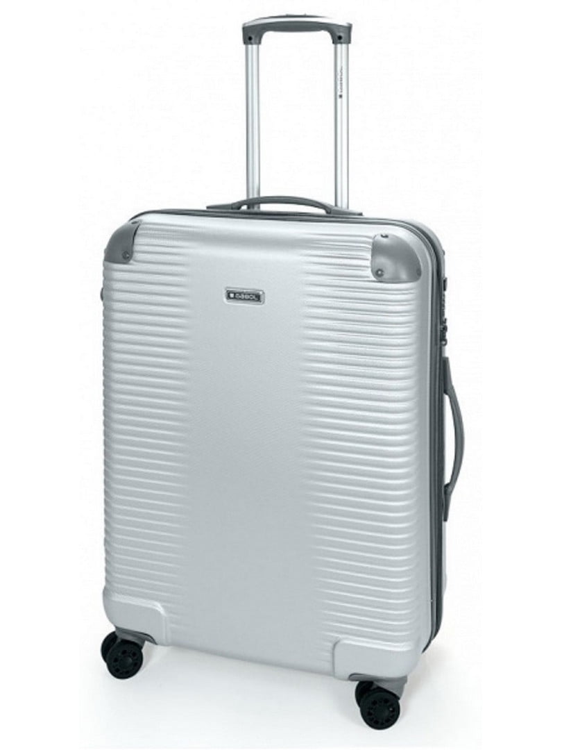Середня пластикова валіза сріблястого кольору | 6766575