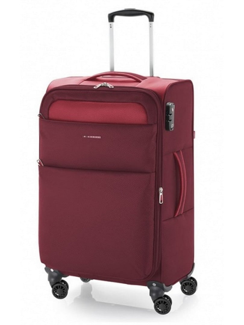 Середня текстильна валіза бордового кольору | 6766621