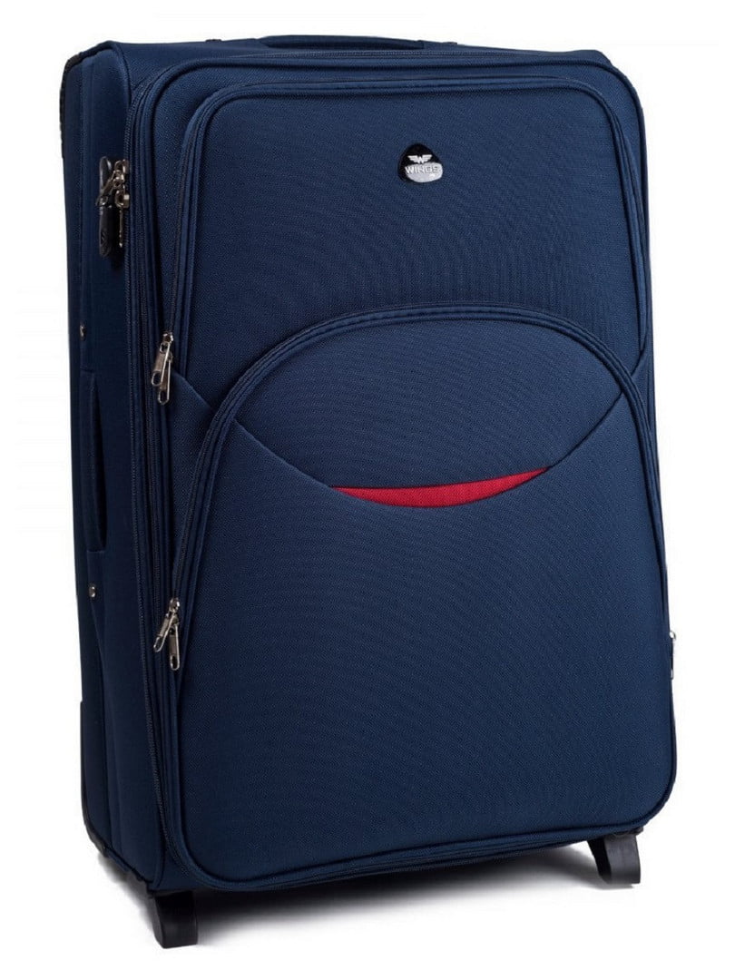 Велика тканинна валіза темно-синього кольору на 2-х колесах | 6766759