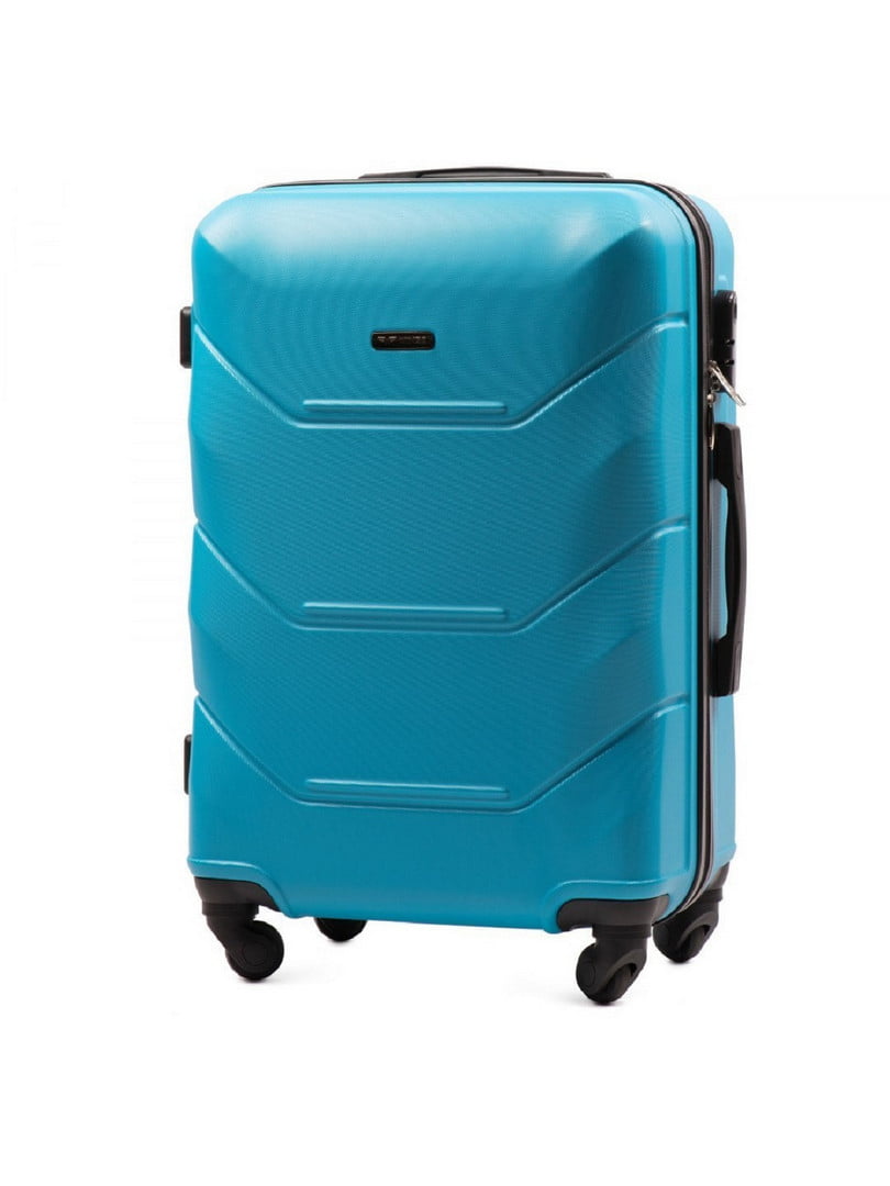 Середня блакитна дорожня пластикова валіза на 4-х колесах (62 л) | 6766987
