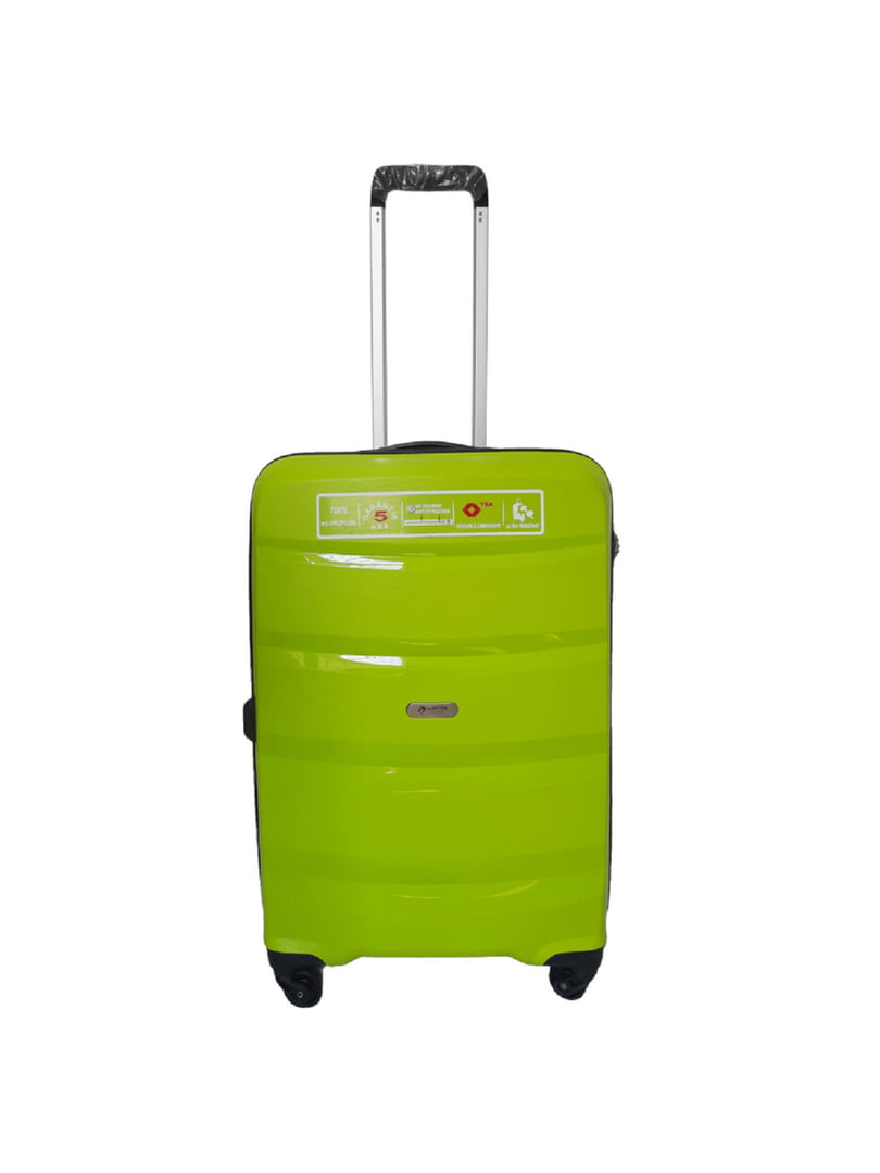 Середня пластикова валіза кольору лайм | 6767098