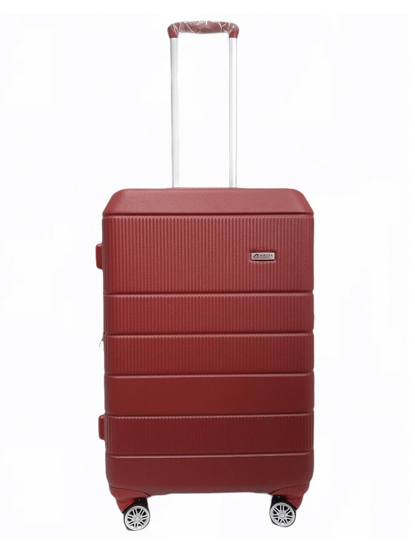 Середня пластикова валіза бордового кольору | 6767113