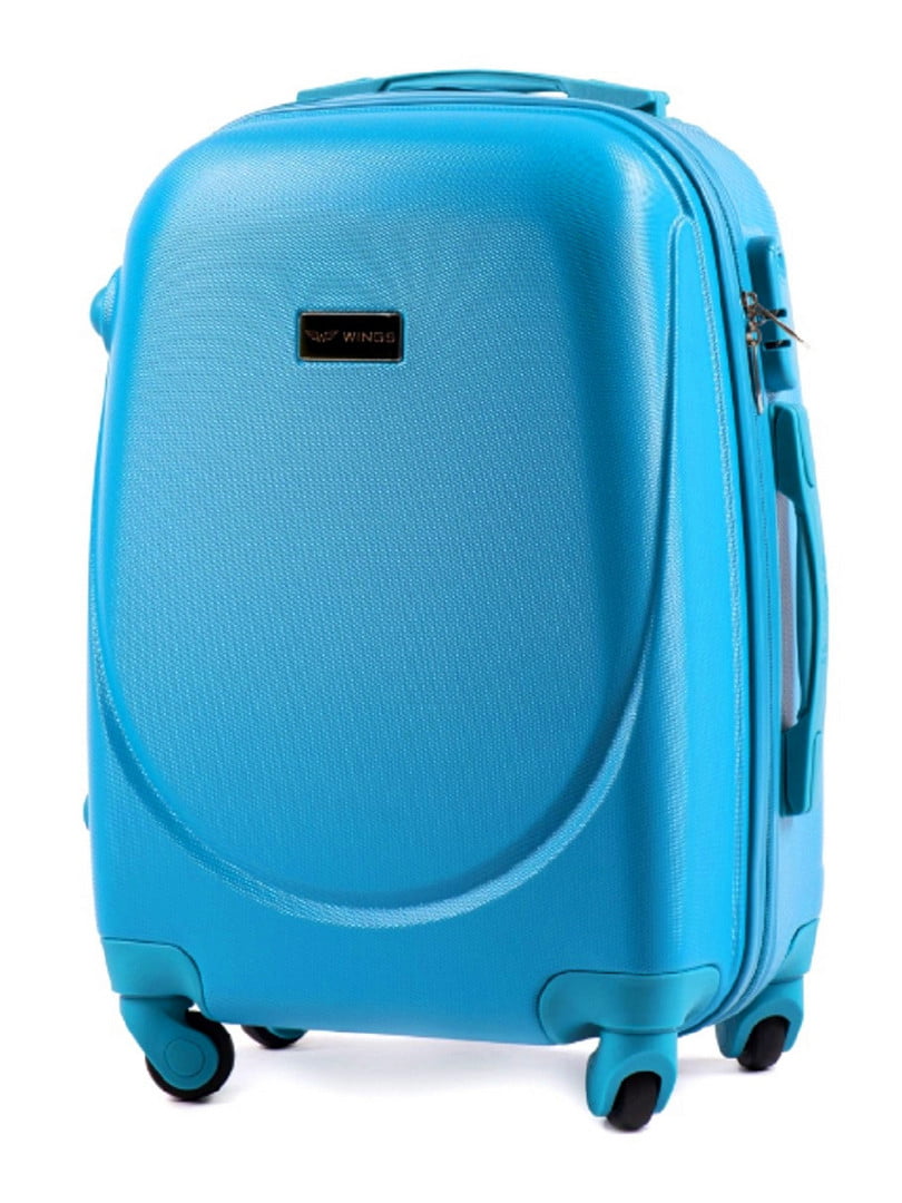 Маленька блакитна дорожня пластикова валіза на 4-х колесах (45 л) | 6767404