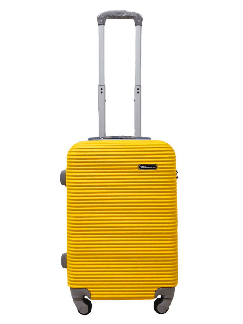 Маленька пластикова валіза жовтого кольору на 4-х колесах | 6767532