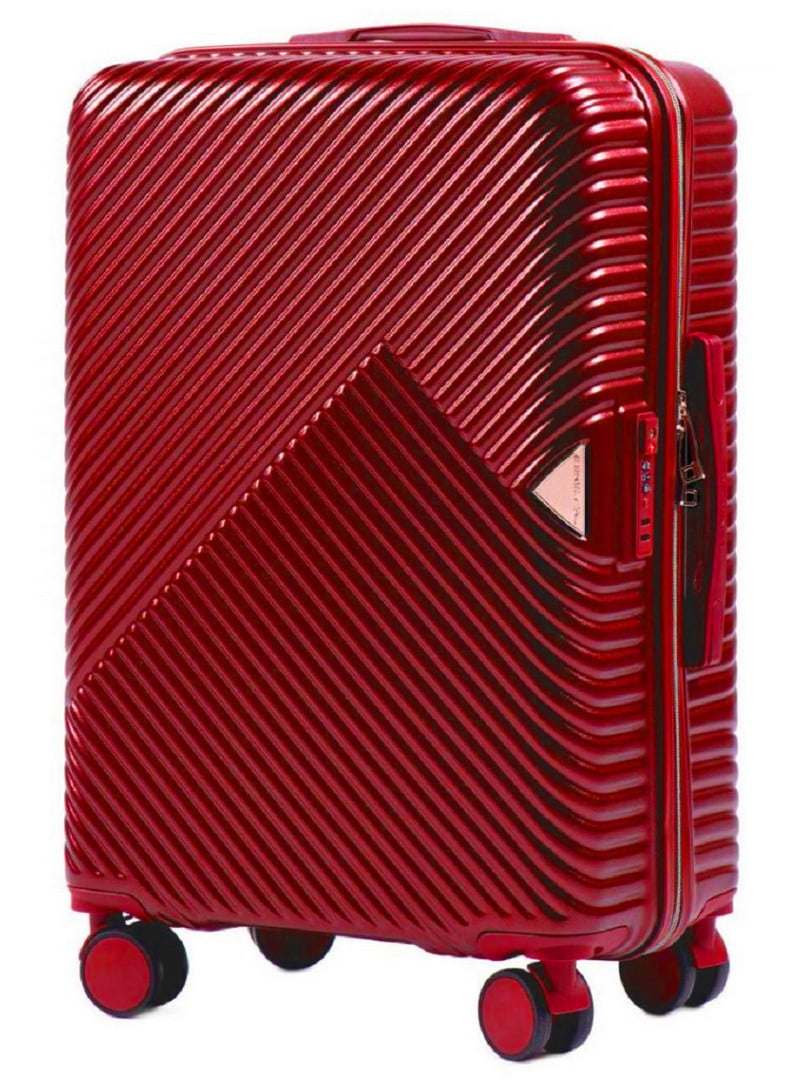 Середня темно-червона дорожня пластикова валіза на 4-х колесах (60 л) | 6767750
