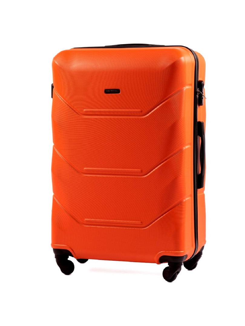 Велика помаранчева дорожня пластикова валіза на 4-х колесах (86 л) | 6767771