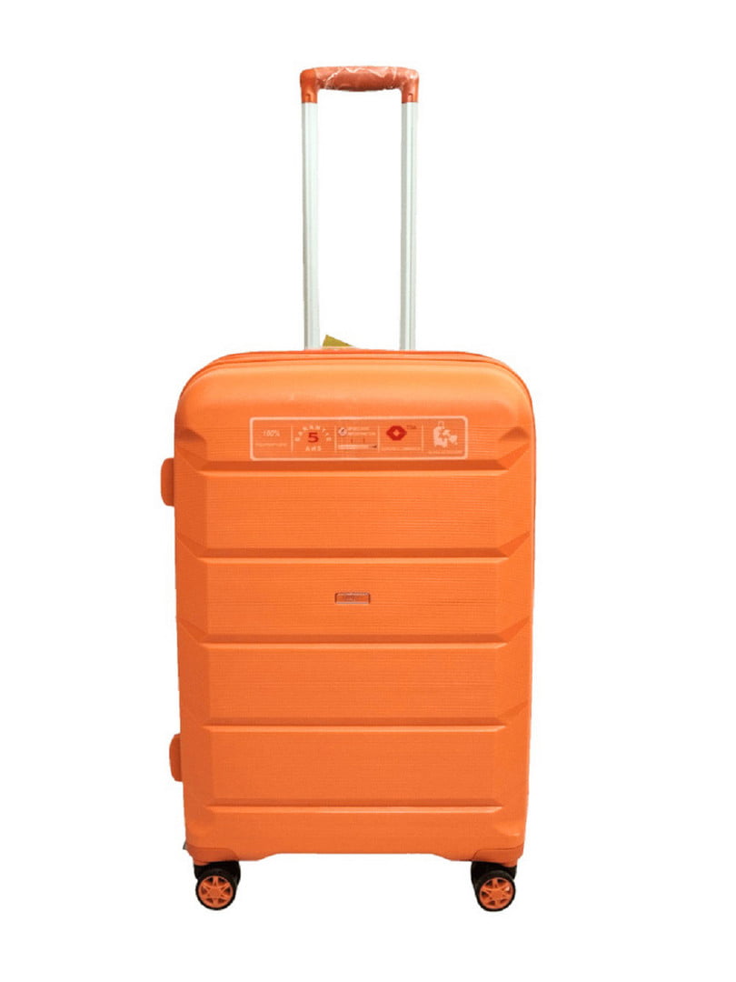 Середня пластикова валіза оранжевого кольору | 6767887