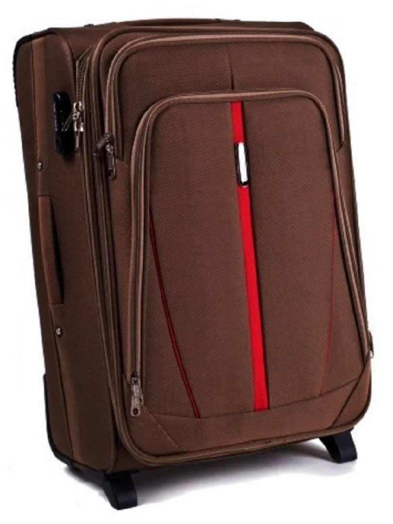 Велика тканинна валіза коричневого кольору на 2-х колесах | 6767889