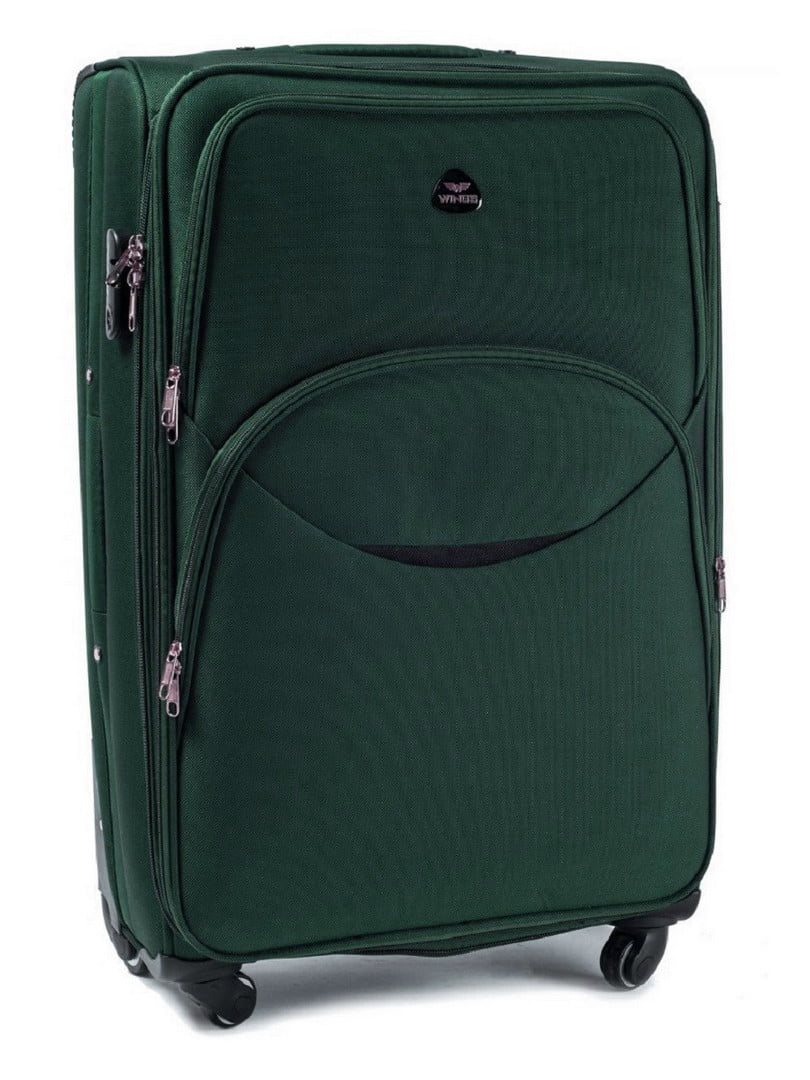 Велика тканинна валіза зеленого кольору на 4-х колесах | 6767892