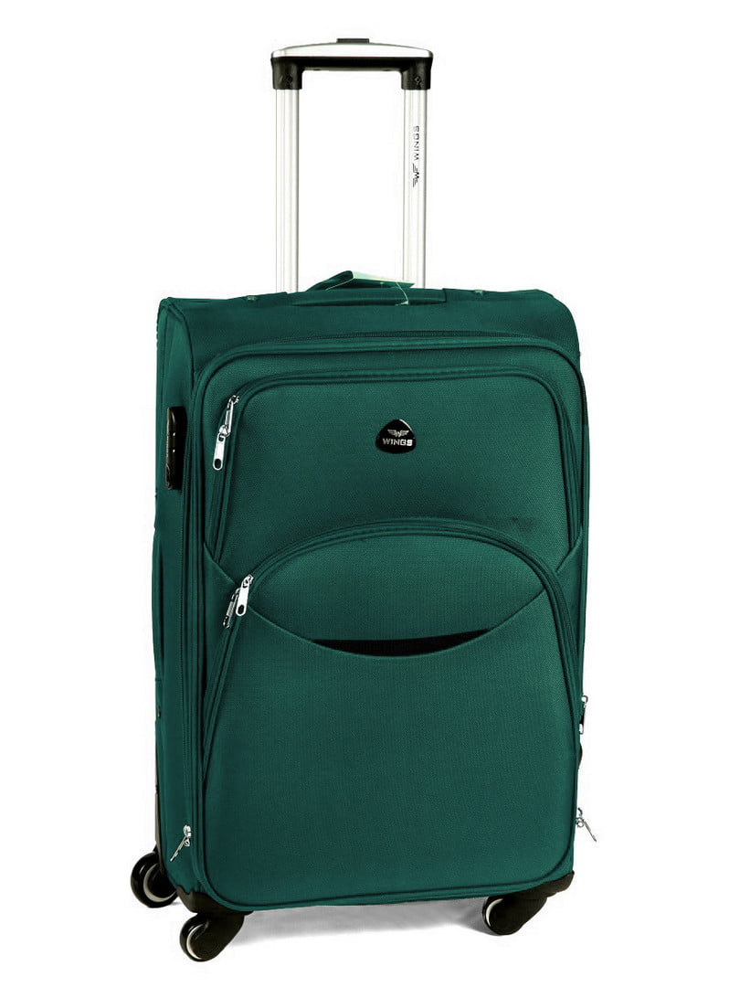 Тканинна валіза середнього розміру зелена на 4-х колесах | 6767896