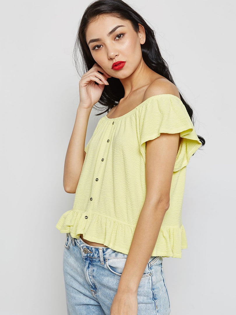 Желтая блуза из ткани-жатка | 6774125