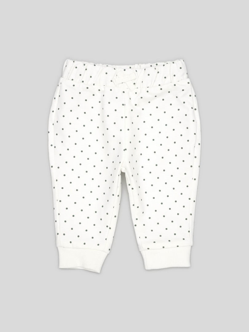Білі штани з принтом-горошок | 6774217