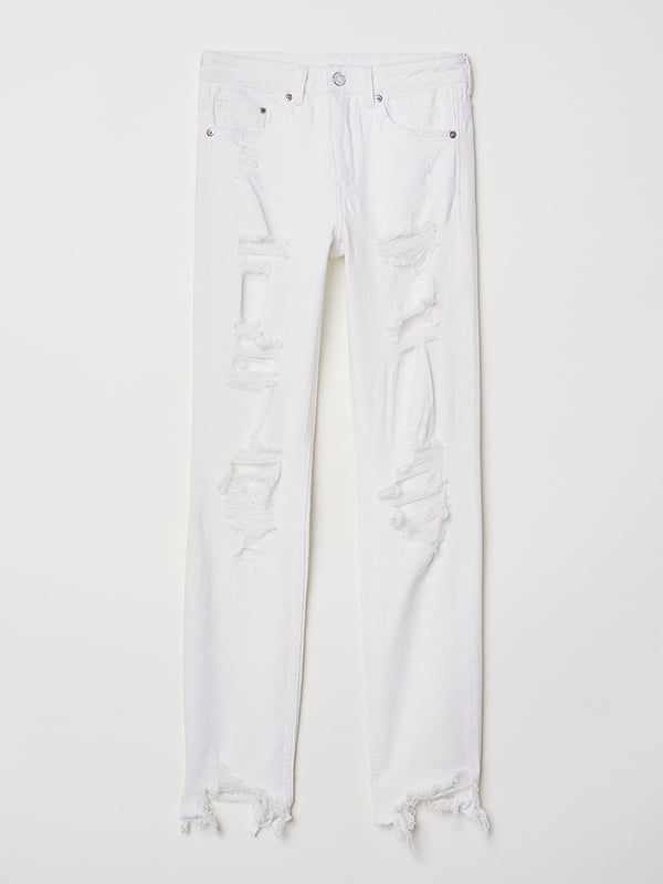 Укороченные джинсы-скинни с высокой талией и рваностями | 5952679