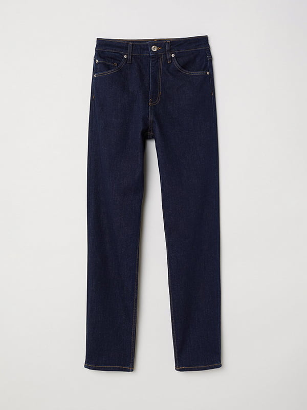 Узкие темно-синие джинсы с завышенной талией | 5952834