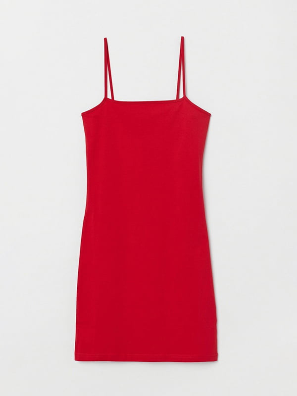 Красное облегающее платье на тонких бретелях (уценка) | 6774686