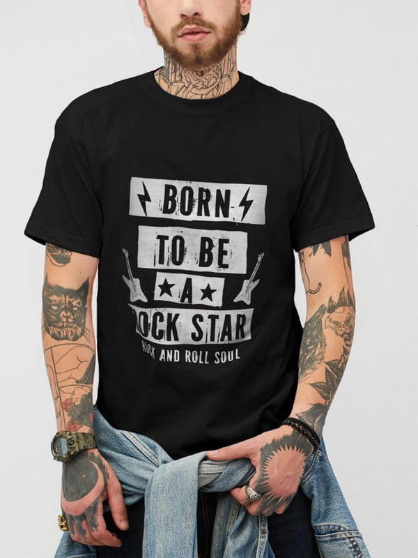 Футболка чорна «Born to be a rock star» | 6781126