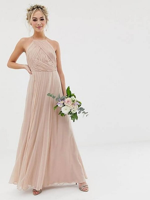 Довга рожева вечірня сукня з оригінальним ліфом | 6791048