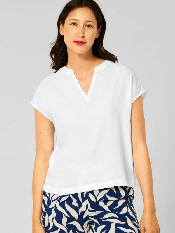 Біла блуза з V-подібним вирізом | 6790906