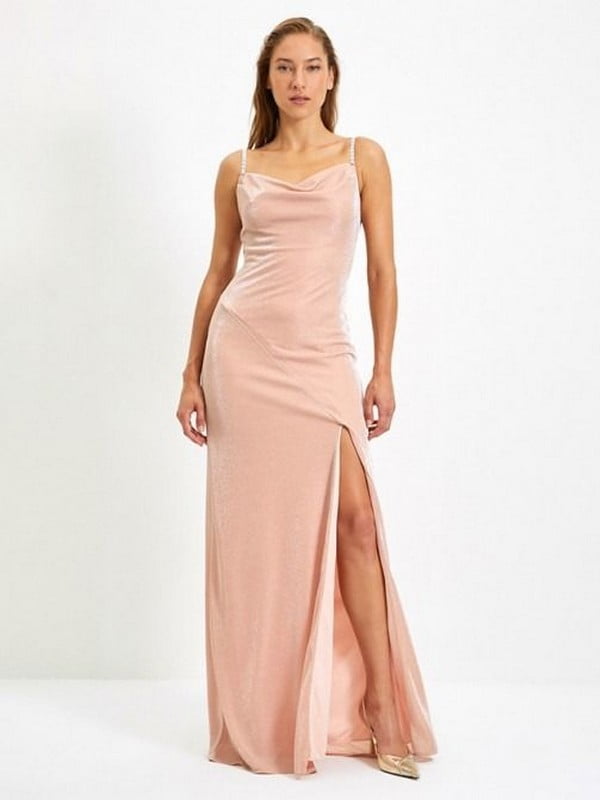 Рожева сукня з розрізом по нозі (уцінка) | 6790141