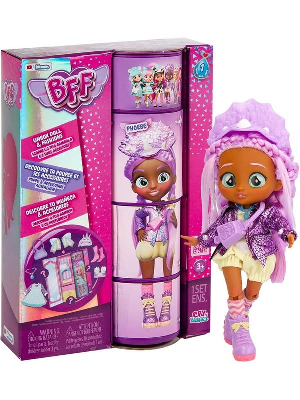 Лялька Cry Babies BFF Phoebe Fashion Dol “Фібі” з фіолетовим волоссям | 6796136