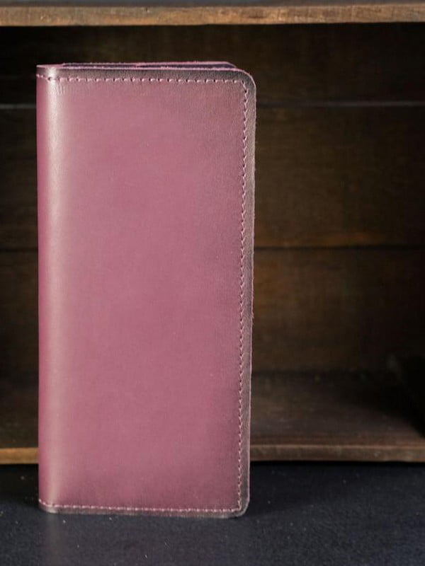 Шкіряний гаманець-клатч на 4 карти кольору бордо | 6797750